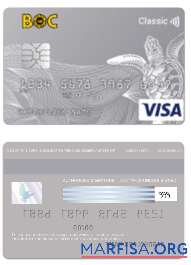 Downloadable Sri Lanka BOC Bank visa classic card template